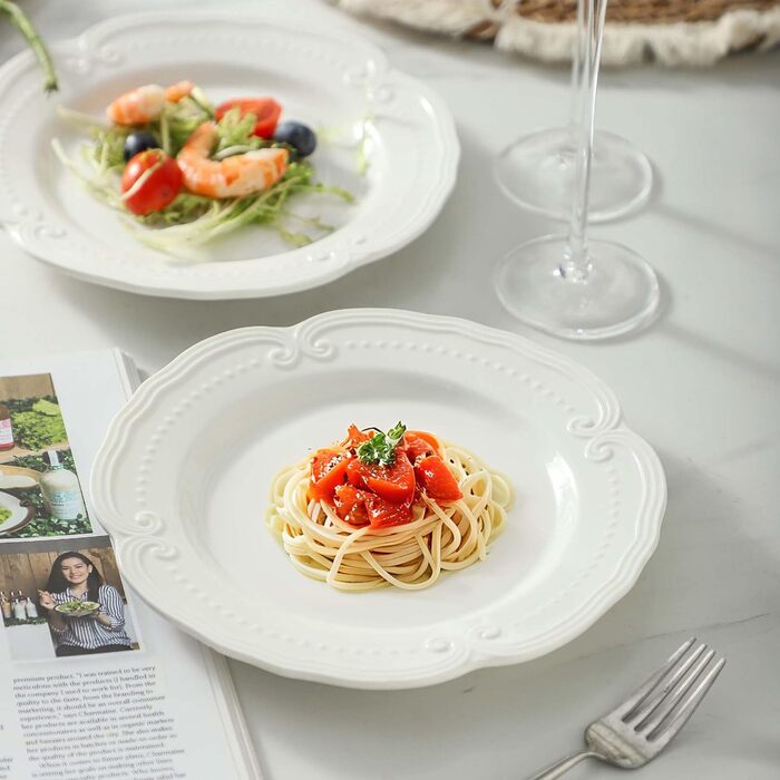 Набір сервірних тарілок UIBFCWN, 8 шт., 25.4 x 15.2 см, кераміка, білий колір, для десерту, суші, закусок, тортів, салатів