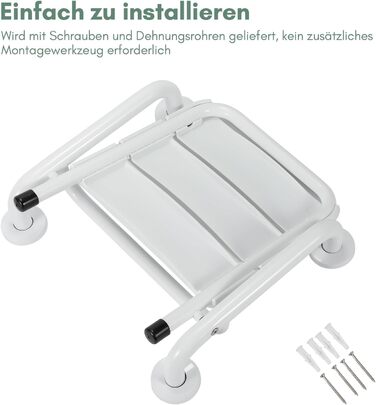 Ansobea Shower Stool for Seniors, Bath Stool, 7-Level Height Adjustable, 41-56 cm, Shower Chair with U-Shaped Hygiene Cutout, Bathroom Stool, Stable for the Shower (Type 6 Foldable Shower Seat)