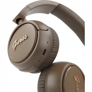 Навушники навушні Guess Bluetooth 5.3 Metal Logo Script, коричневі