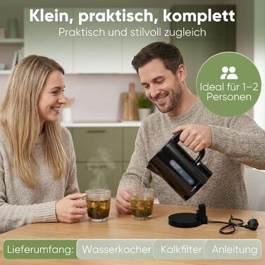 Електричний чайник Clatronic WK 3834 чорний, 1 л, 900 Вт, BPA Free, з індикатором рівня води та захистом від перегріву