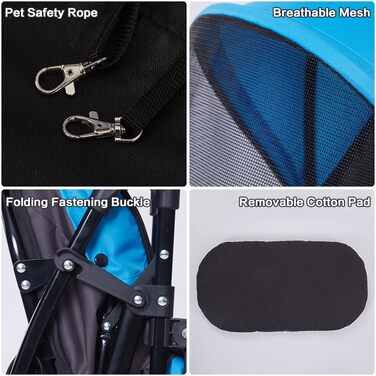 Дитяча та прогулянкова коляска Sunny Sonny для дітей та домашніх тварин з дощовим покриттям, кошиком для зберігання та переноскою для собак/кішок до 22,7 кг (чорна)