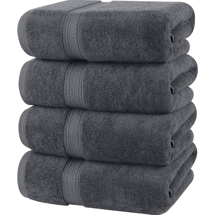 Набір банних рушників Utopia Towels, 100% бавовна, 69 x 137 см, сірі, 4 шт. — м'які та гігроскопічні рушники для душу з петлею для підвішування
