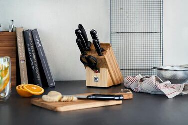ZWILLING Twin Chef 8-Piece Knife Block Set - Stainless Steel Knives with Bamboo Block, Sharpening Steel & Scissors