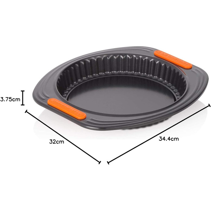 Форма для кішу та пирога Le Creuset, 28 см, антипригарна, зйомне дно, для закваски, з карбоністої сталі, антрацит/помаранчева