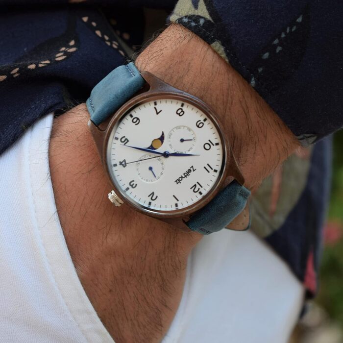 Годинник чоловічий Zeitholz Holzuhr з натурального дерева, 42 мм, кварцовий механізм, колекція Klitten, екологічний дизайн