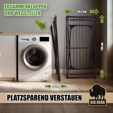 Розсувна сушарка для білизни BigDean 200 XXL, телескопічна сушарка з довжиною 20м та затискачами для дрібних речей, чорна, посилена