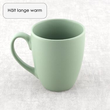 Large Coffee Mug Set – Coffee cups made of high-quality and sturdy ceramic, large handles, large mugs (natural colors, set of 6)