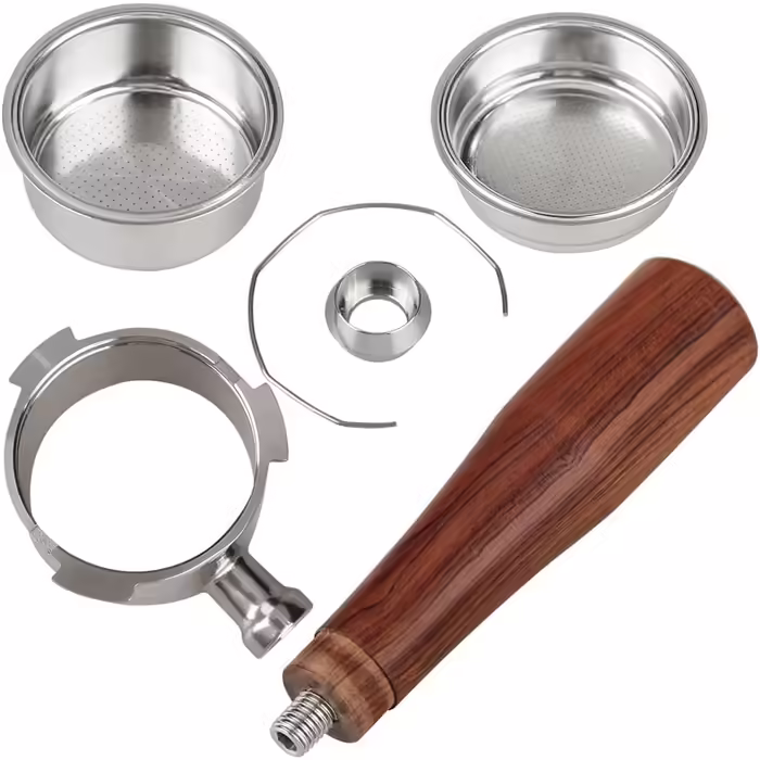 IRISHOM 51mm Bottomless Portafilter, Compatible with EC680 / EC685 Filter Baskets, Stainless Steel, 285g, Rosewood Handle, Compatible with Delonghi Bottomless Portafilters, Coffee Accessories, Coffee Holder