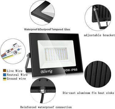 Bright LED Floodlight Outdoor, Warm White, Outdoor Floodlight, Super Bright 10000LM Floodlight, Outdoor Spotlight IP66 Waterproof, 3000K Outdoor Spotlight, Warm Spotlight for Garden, Garage, Yard (Warm White) (4pcs Warm White, 50W)