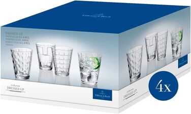 Villeroy & Boch - Dressed Up Water Glass Set, 16-piece, 310 ml, crystal glass, dishwasher-safe, 4x 4-piece set assorted