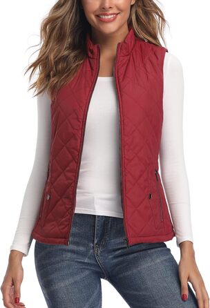 Жіноча жилетка LONGKING легка з коміром, без рукавів, червона. Ідеальна для активного відпочинку та повсякденного носіння.