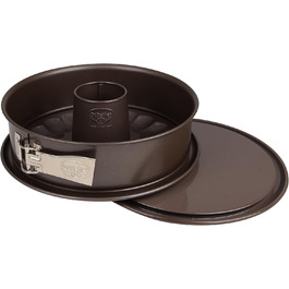 Dr. Oetker Springform Ø 28 cm, round cake tin from the Back-Edition series made of steel with 2 bases - flat and tube base with non-stick coating (color: brown), quantity: 1 piece