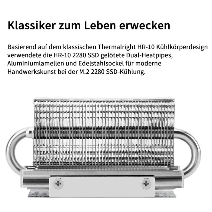 Охолоджувач SSD Thermalright HR10 2280: Радіатор з 2 мідними тепловими трубами, з термопадом, для високої продуктивності