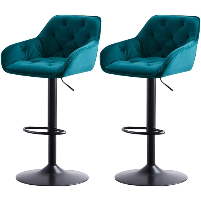 JaHECOME Adjustable Velvet Bar Stools (Set of 2) - Backrest, Kitchen Counter Height, Teal