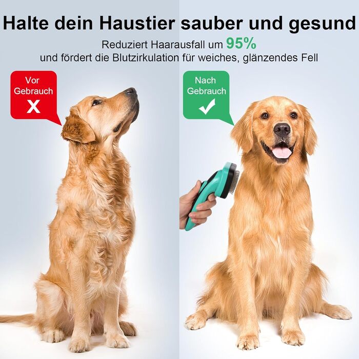Щітка для собак і котів, самоочисна, для вичісування підшерстка та випадаючого хутра, для довгошерстих та короткошерстих порід, делікатна до шкіри, зменшує випадання шерсті, догляд за шерстю, зелена