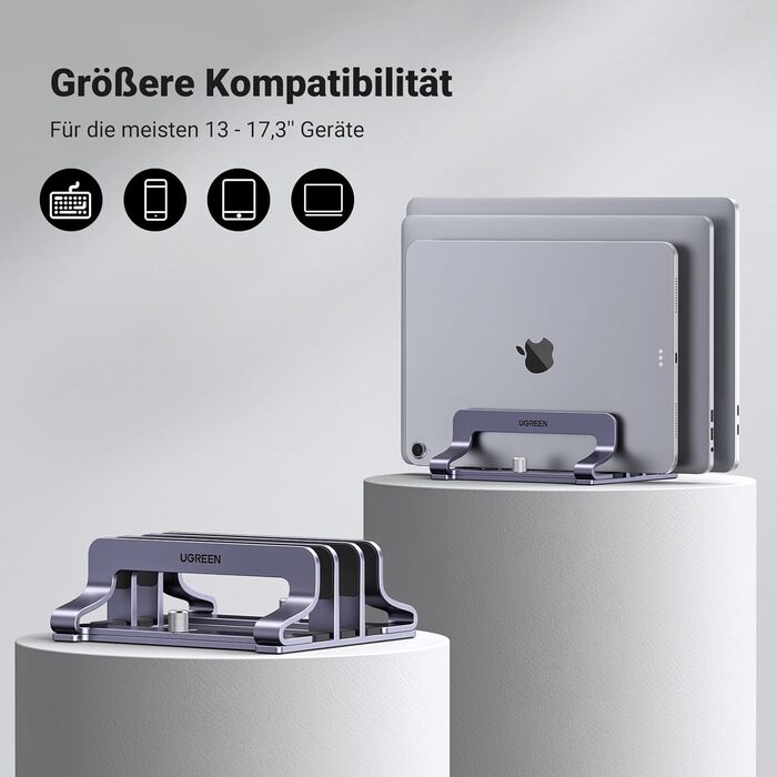 Підставка для ноутбука UGREEN з алюмінію (3 слоти) - вертикальна підставка для MacBook Pro/Air, iPad, Huawei, Surface, Dell, HP