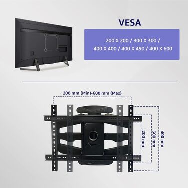 Настінне кріплення для телевізора Venton поворотне, нахильне, VESA 400x600 (32-75