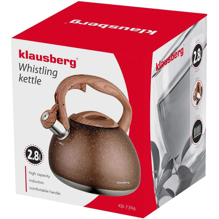 Чайник електричний Klausberg Flötenkessel 2.8L з покриттям з мармуру, коричневий KB-7369