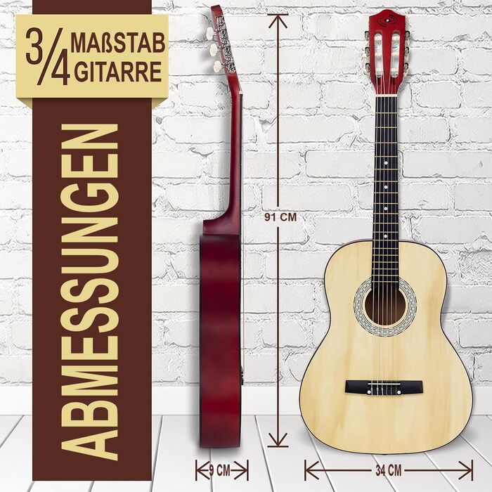 Акустична гітара Pyle для дітей та початківців, ½ розміру, комплект з чохлом, тюнером та медіатором, чорна