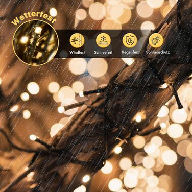 Ланцюжок прикрас MAGGIFT 20м 200 LED з вилкою/пультом/таймером/диммуванням, вологостійкий, тепле біле світло, для прикраси ялинки та декору, зовнішнє використання