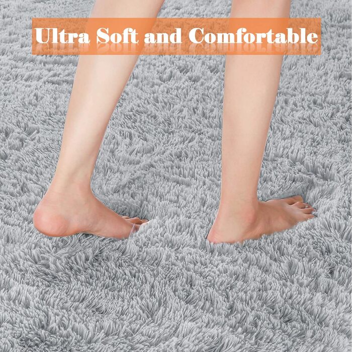 Килимок для вітальні та спальні Gsogcax, 120 x 160 см, сірий, пухнастий, з антиковзаючим покриттям, супер м'який, великий, для дому, сучасний декор, килим на підлогу