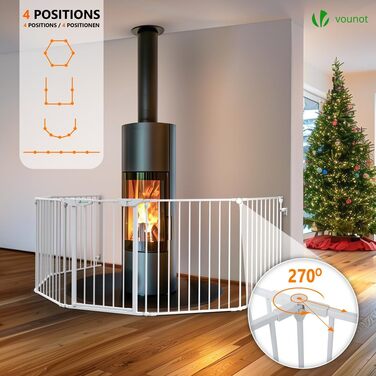 Захисна сітка для каміну Vounot, 375 см, з дверцятами, 6 елементів, металева, для дітей, чорна