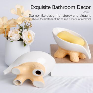 Підставка для мила самостійно спорожняється, форма листка, кераміка, мармур, порцеляна, декоративна, без присосок, ANTIS'S HOME, 1 шт. - Мармур (1 шт., Коричневий)