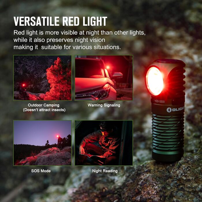 Ліхтарик налобний OLIGHT Perun 2 Mini LED, 1100 люмен, 150 м, USB-зарядка, EDC, червоне світло, 5 режимів, водонепроникний, з налобною стрічкою, для кемпінгу, надзвичайних ситуацій (зелений, нейтрально-білий)