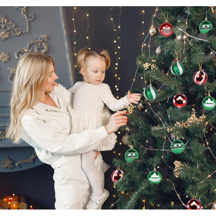 Набір ялинкових прикрас - 30 кульок 6см, пластик, темно-синій та білий, для ялинки