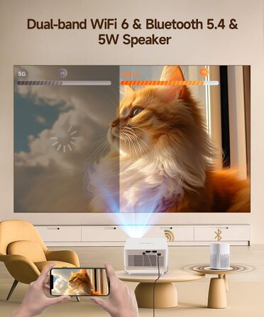 Magcubic HY300max Міні проєктор 4K/8K з Android 14, WiFi 6, Bluetooth 5.4, автофокусом та корекцією трапеції для домашнього кінотеатру (білий)