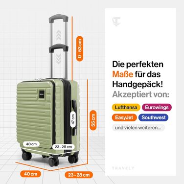 Чемодан Travely з полікарбонату, 77 см, XL, 100 л - міцний валіза з TSA замком та відділенням для ноутбука (55x40x23 см), колір: Небесно-зелений