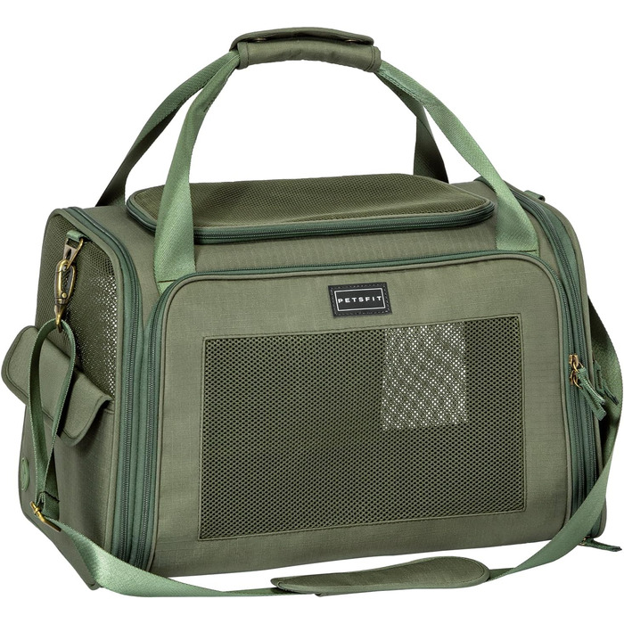 Транспортна переноска для котів та собак Petsfit, складна, 47L x 30B x 30H см, оливковий колір
