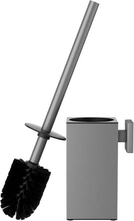Набір для чищення унітазу з нержавіючої сталі 304, комплект з щіткою та тримачем для стіни, 2 насадки (сірий квадрат)