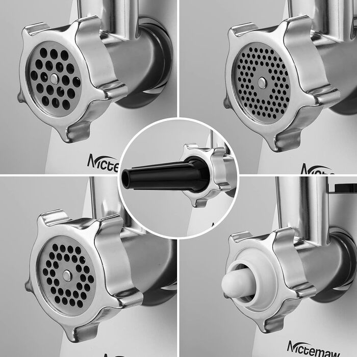 М'ясорубка електрична 2000 Вт з насадкою для ковбас, нержавіюча сталь, 3 диски, чорно-срібна – для дому