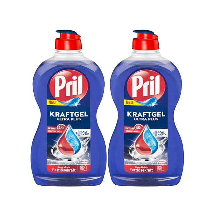Засіб для миття посуду Pril Kraft Gel Ultra Plus, гель для ручного миття з високою жиророзчинною здатністю, 450 мл, 6 шт