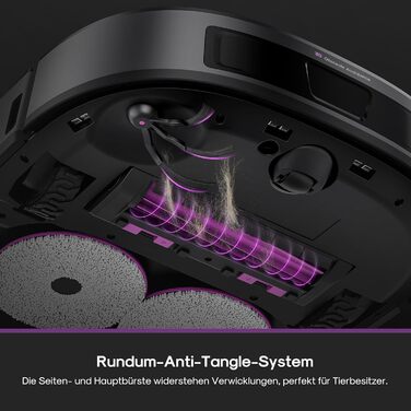 Робот-пилосос Eureka J15 Evo Ultra з функцією миття підлоги, самостійне очищення, прання та сушка, потужність 5000Pa, обертова функція миття, Dual-LiDAR навігація, 3D уникнення перешкод (чорний)