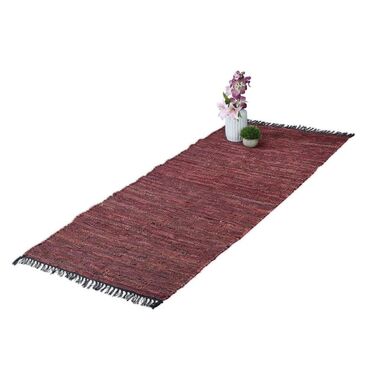 Relaxdays Leather and Cotton Patchwork Rug