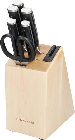 Набір кухонних ножів KitchenAid Gourmet: 5 ножів, ножиці, точилка, чорні ручки, японська сталь, 6 предметів