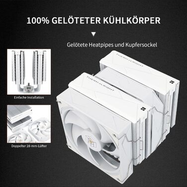 Thermalright Royal Pretor 130: Кулер для CPU з 6 тепловими трубами, підтримка Intel LGA115X/1200/2011/1700/1851; AM4/AM5, Tower-type, білий