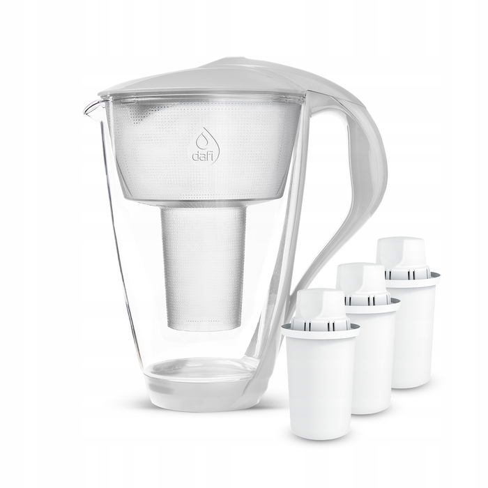 Скляний фільтр-глечик Dafi CRYSTAL LED 2 л, білий + 3 фільтри Classic