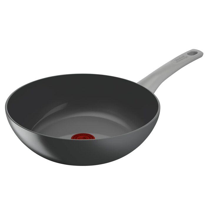 Wok Tefal Renew C42704 28 см з керамічним покриттям Thermo-Signal, сірий - екологічна перероблена жаровня для всіх типів плит, включаючи індукцію