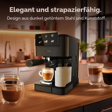 Кавомашина еспресо Cecotec Power Espresso 1350 Вт, 20 Бар, сенсорний дисплей, резервуар 1.5 л, капучинатор, подвійний холдер (ColdBrew Latte Dark)