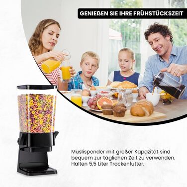 Диспенсер для мюслі, пластівців і снеків PLATINUM GOLD, 5,5 л, скляний, для солодощів і сухого корму, чорний, 2 шт.