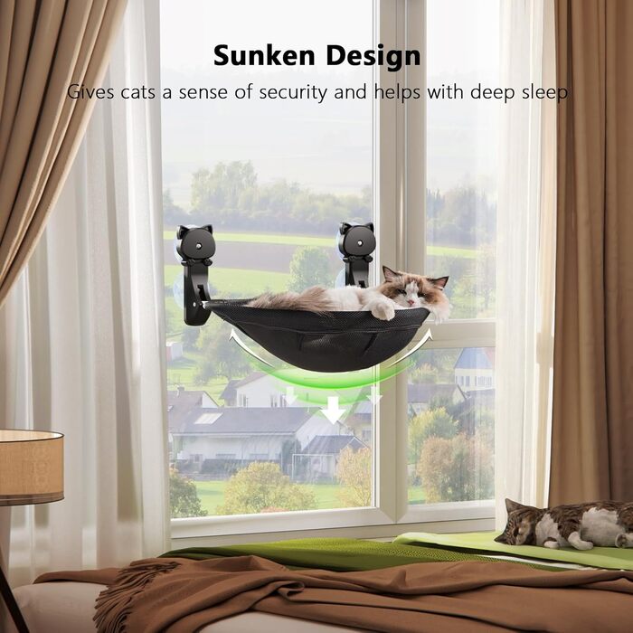 Cat Window Perch, Foldable & Stable Cat Beds - Breathable Cat Window Hammock for Monitoring, Sunbathing, and Climbing - Holds up to 18kg Maximum