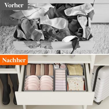 Lifewit 16-Piece Drawer Organizer Set, Closet Wardrobe Organizer, Changing Table Drawer Organization System for Wardrobe Bedroom for Clothes, Children's Clothes, Socks, Underwear, Grey