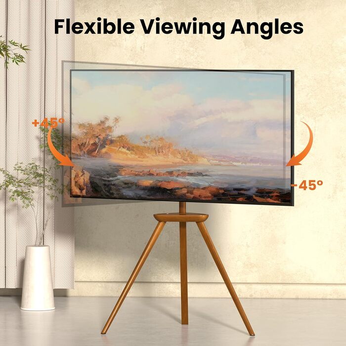 Підставка для телевізора PUTORSEN з дерева, регульована по висоті, для TV 45-65 дюймів, до 40 кг, поворотна на 45 градусів, VESA до 400x400 мм