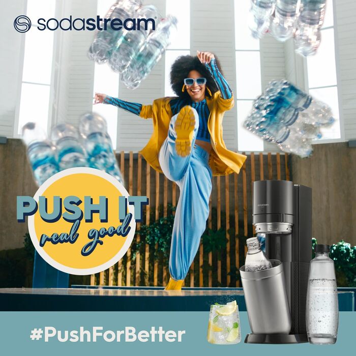 SodaStream® enso™ Преміум Газовий Напоєвник | Нержавіюча сталь, дизайн Naoto Fukasawa | З пляшкою 1 л без BPA та серветкою | Проста заміна CO2, Срібний Enso без балончика