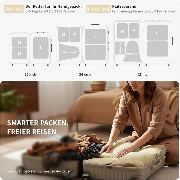 Набір кубиків-органайзерів для подорожей Cipway, 6 шт, білий, розширюваний, ультралегкий