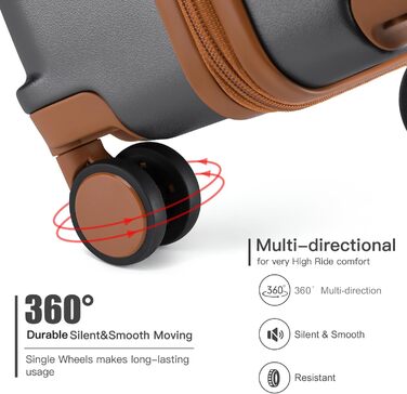 Чемодан ручної поклажі British Traveller середнього розміру, 64 x 43 x 26.5 см, з TSA-замком, ABS+PC, сірий