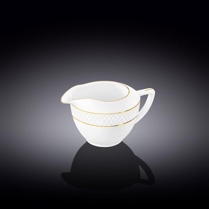 Wilmax - Porcelain Milk Jug with Gold Pattern - 280ml - White - Milk Canister - Coffee Service for Milk, Coffee, Tea - with Spout - Sauce Server, Sauce Boat